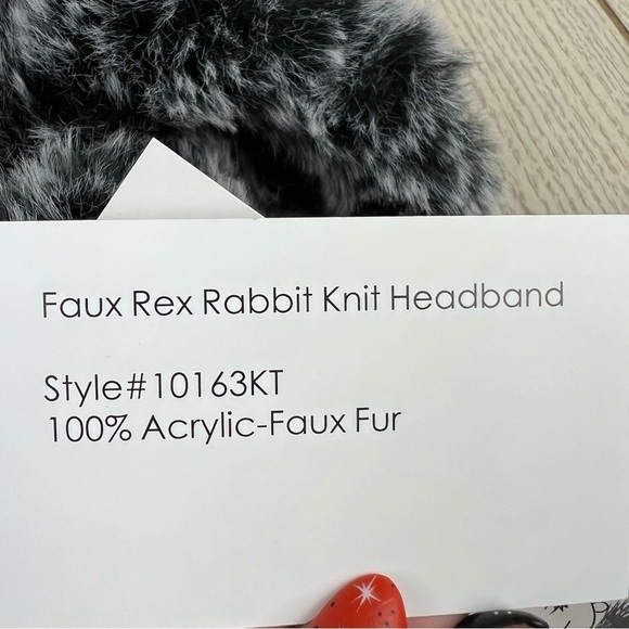Surell Rex Rabbit Faux Fur Knit Stretch Headband OS Black Frost $65 - Picture 8 of 8